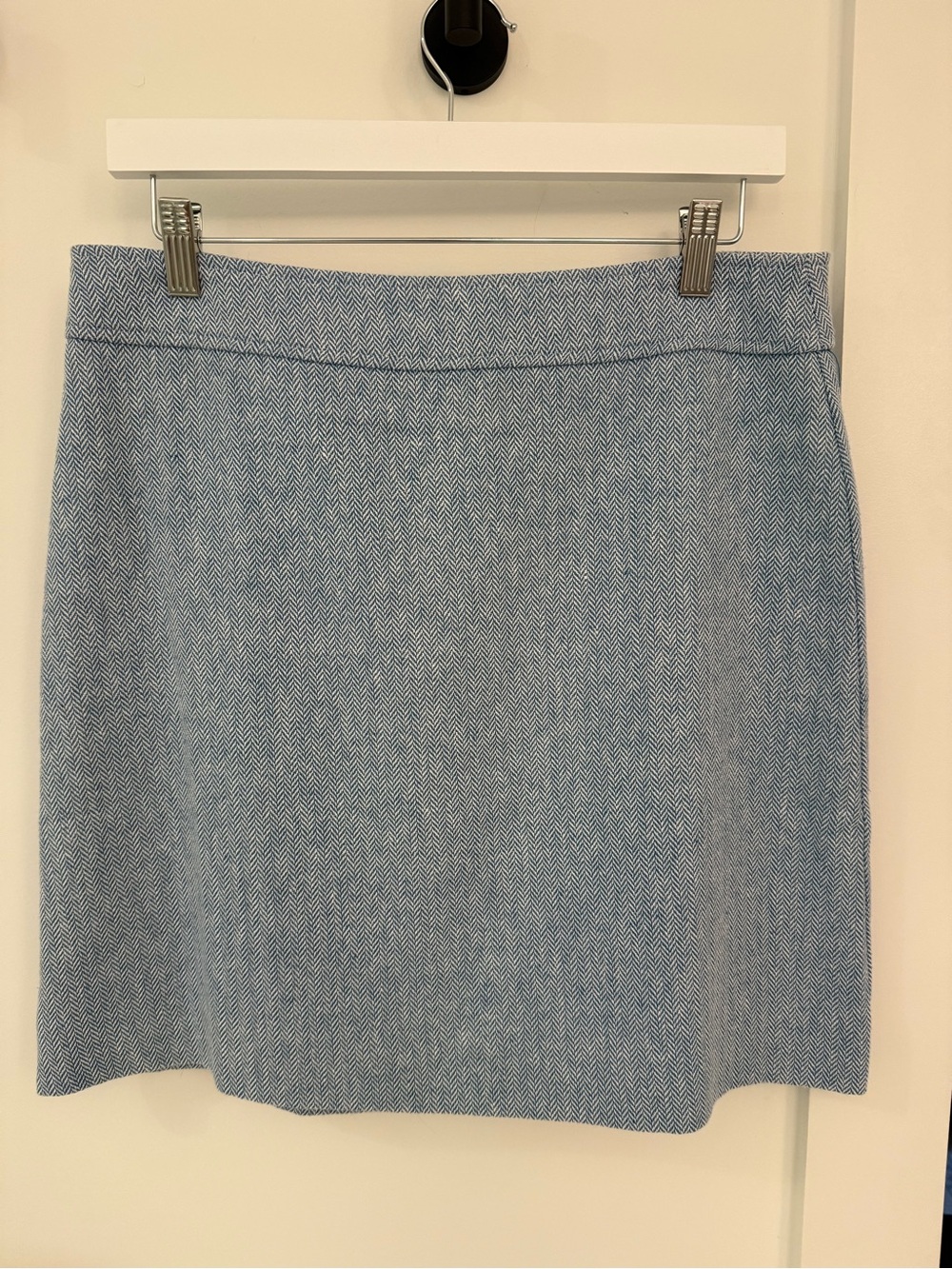 J. Crew Light Blue Herringbone Above Knee Length Pencil Skirt Size 8